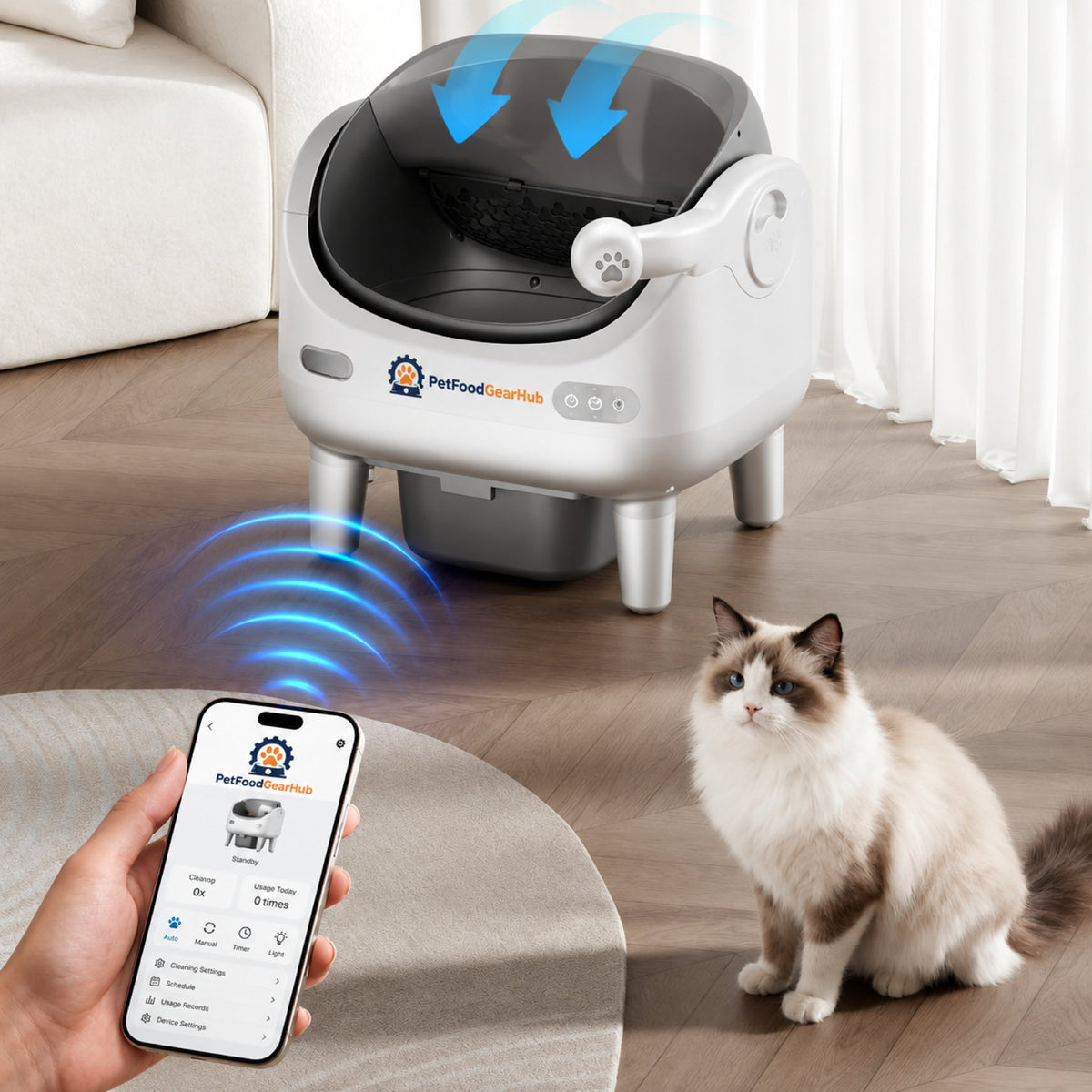 PetFoodGearHub V6 Open-Top Self-Cleaning Litter Box - Spray Version - product detail 5