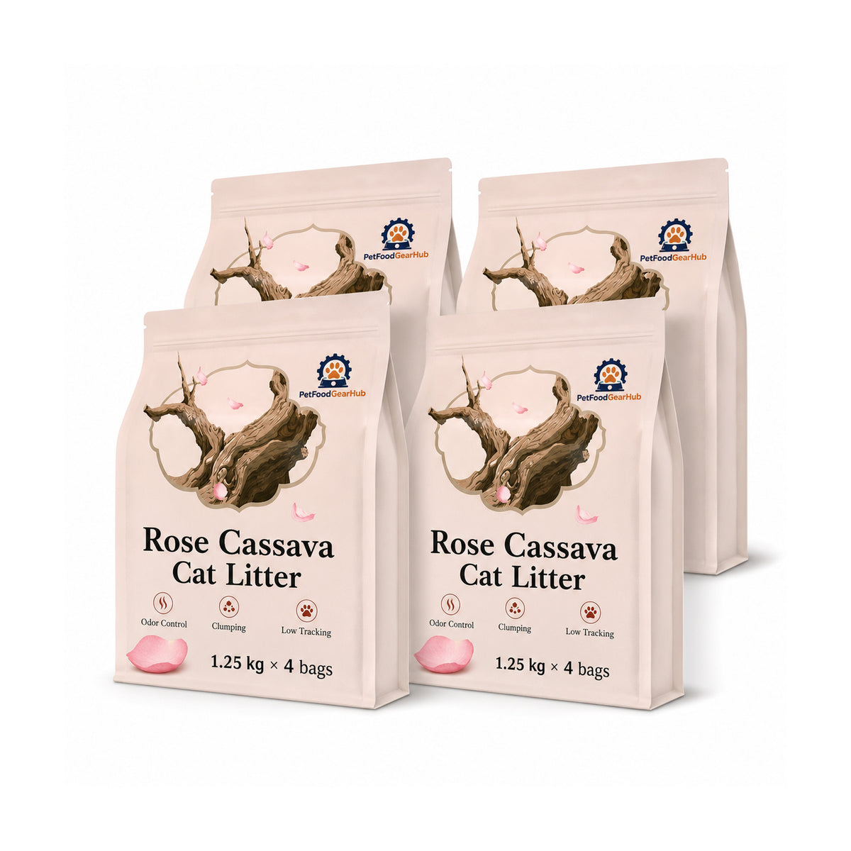 PetFoodGearHub Cassava Cat Litter – Rose, Osmanthus & Matcha, 5 kg to 20 kg
