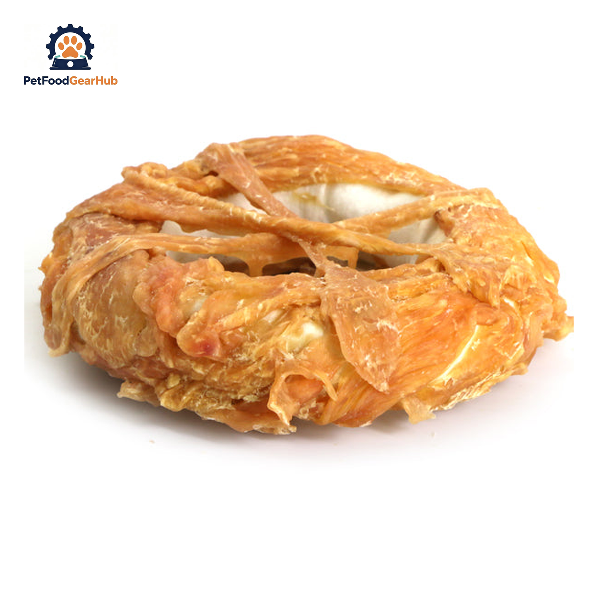 PetFoodGearHub PFGH LSC-66 US 17cm rawhide donut wrapped with chicken - donut-shaped chicken-wrapped rawhide chews for dogs, wholesale and OEM available with 300kg MOQ