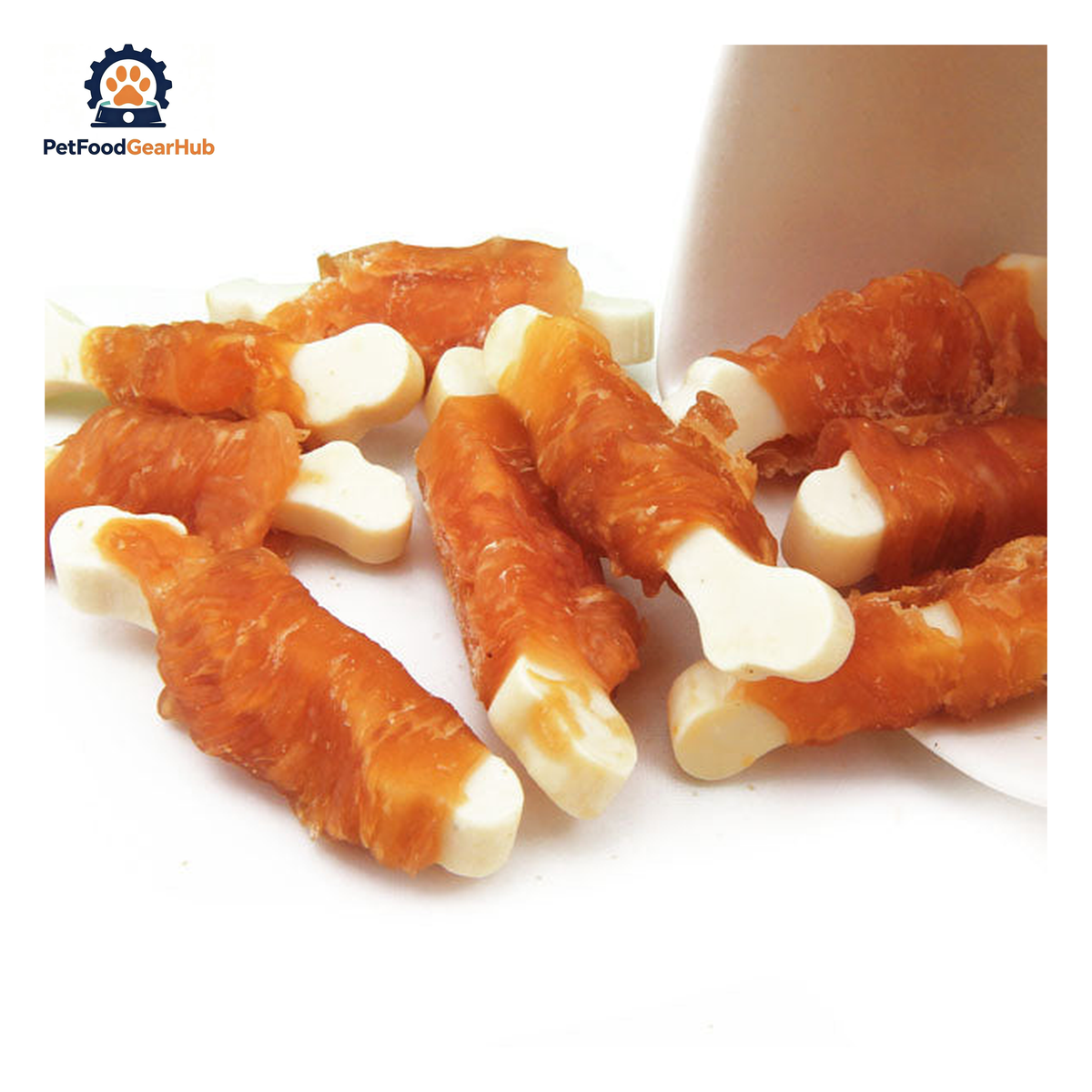 PetFoodGearHub PFGH LSC-54 US cheese bone twined by chicken organic pet snacks - chicken-twined cheese bone chews for dogs, wholesale and OEM available with 300kg MOQ