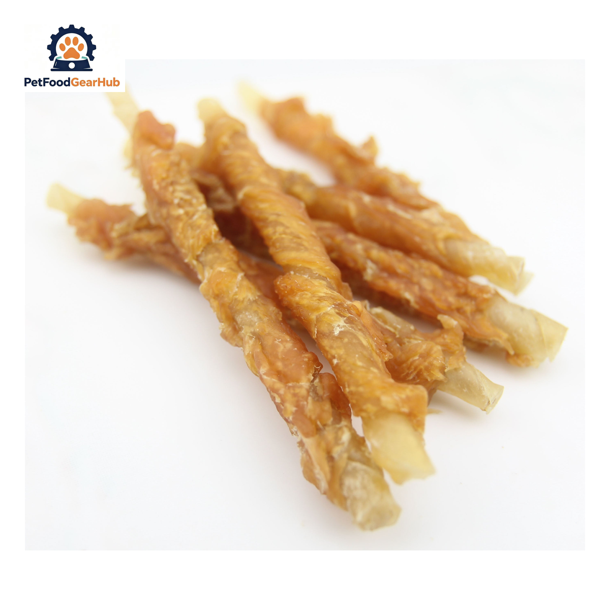 PetFoodGearHub PFGH LSC-43 US cowheel stick twined by chicken - chicken-twined cowheel stick chews for dogs, wholesale and OEM available with 300kg MOQ