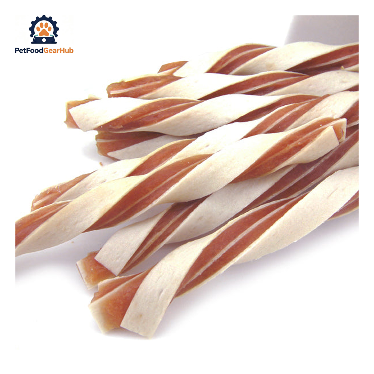 PetFoodGearHub PFGH LSC-42 US screwed chicken and cod sandwich dried pet treats - twisted chicken and cod dried treats for dogs and cats, wholesale and OEM available with 300kg MOQ