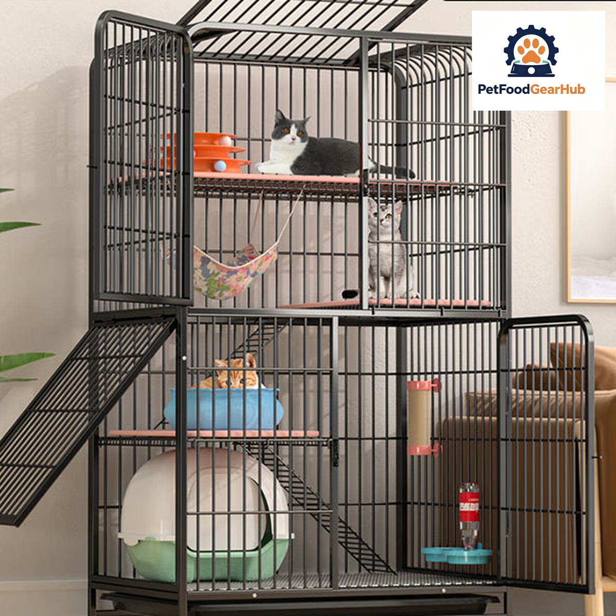 PetFoodGearHub multi-level indoor cat cage — view 3