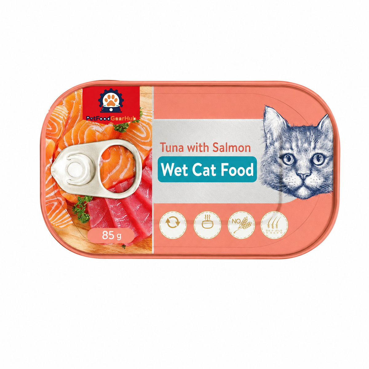PetFoodGearHub Individual 85 g tuna and salmon wet cat food tray