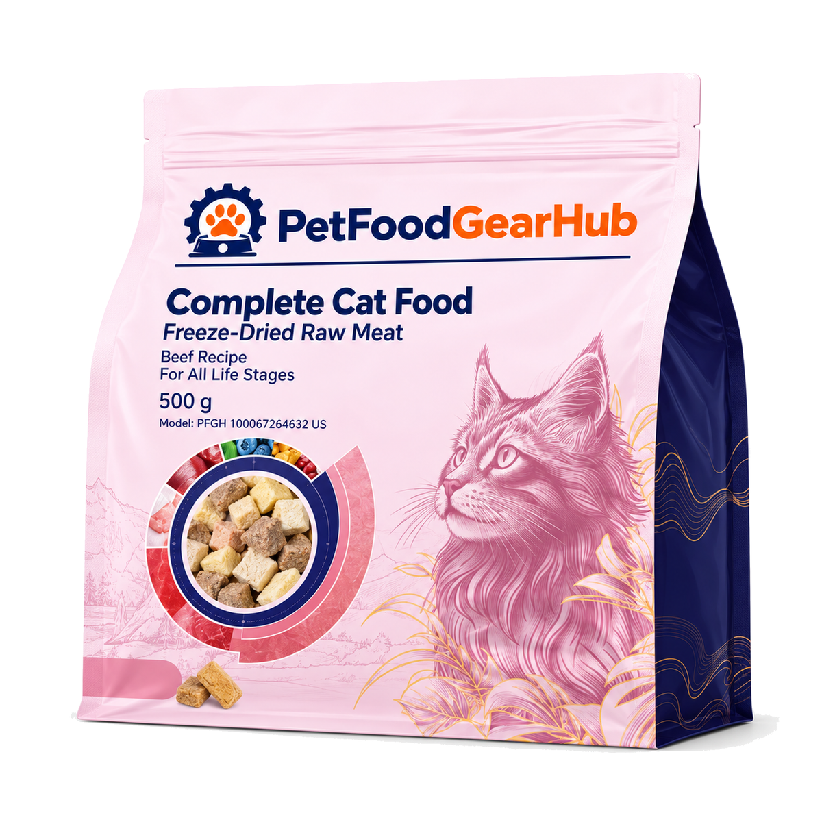 PetFoodGearHub Freeze-Dried Raw Beef Cat Food, 500 g - PetFoodGearHub product image