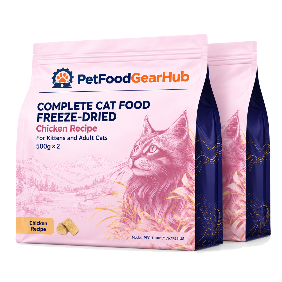 PetFoodGearHub Freeze-Dried Raw Chicken Cat Food, 500 g × 2 - PetFoodGearHub product image