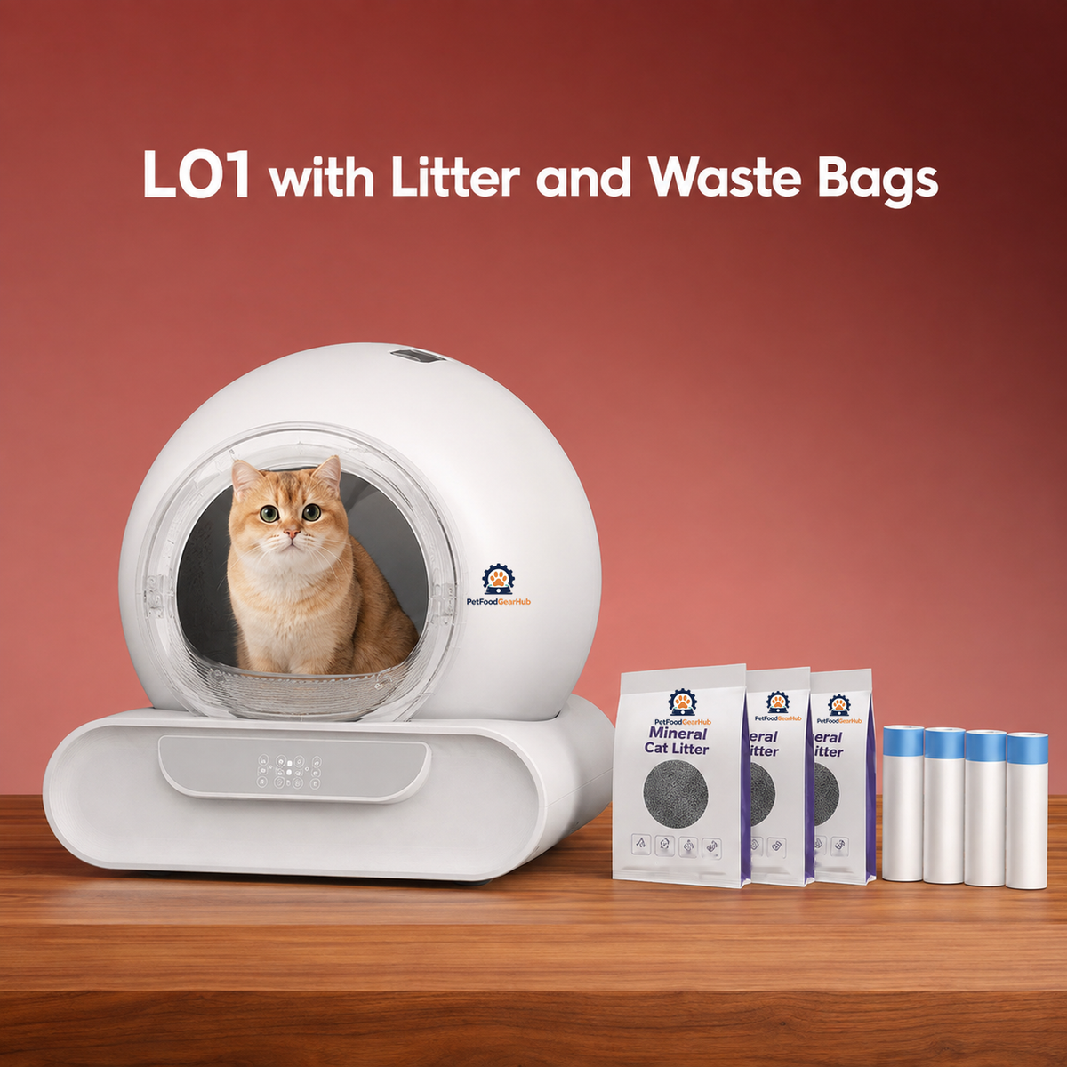 PetFoodGearHub L01 automatic litter box with mineral-litter bags