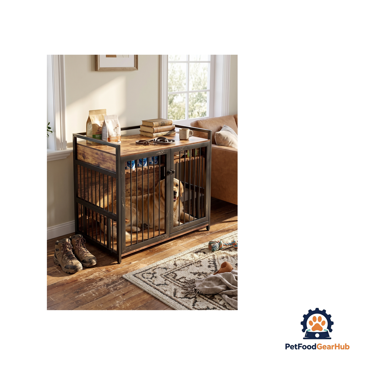 PetFoodGearHub Dog Crate Console with Shelves - product image 2