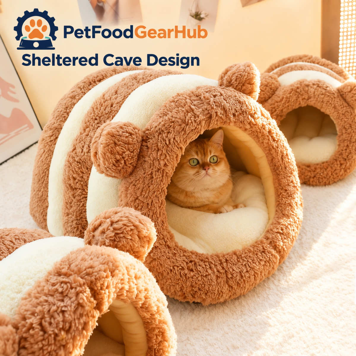 PetFoodGearHub Bear cave pet beds with plush interiors
