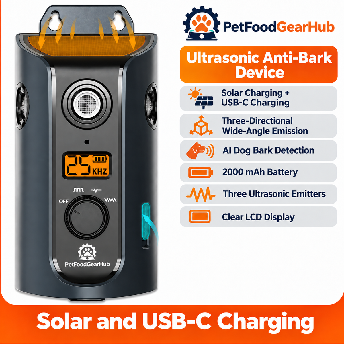 PetFoodGearHub Solar-charging ultrasonic device