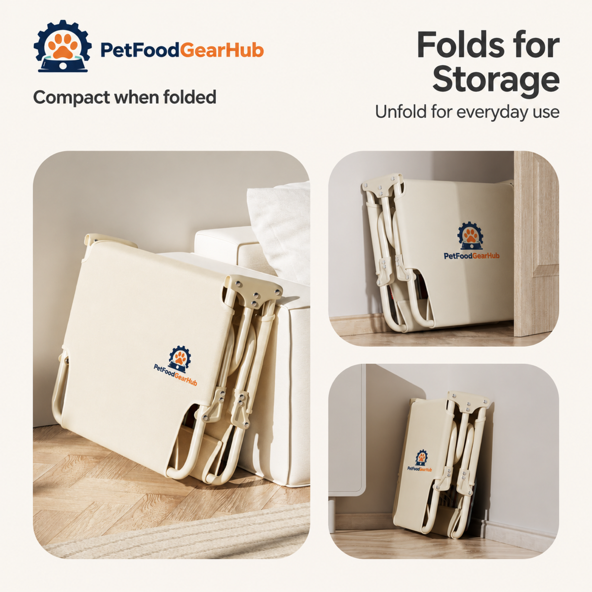 PetFoodGearHub Elevated Folding Pet Cot with Pillow - product details