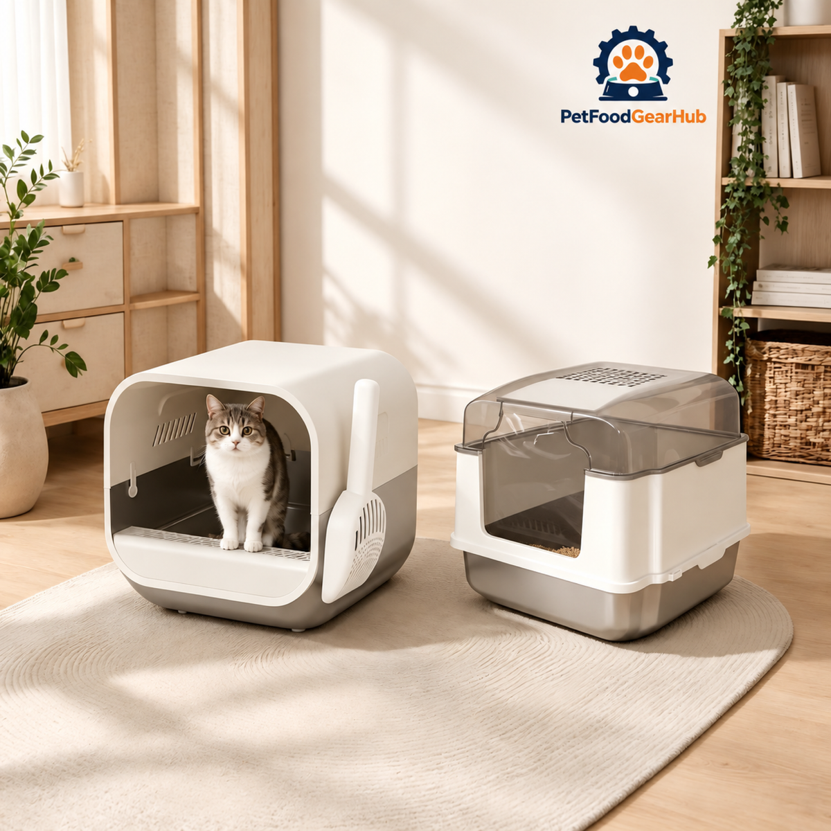 PetFoodGearHub S5 Covered Stainless Steel Cat Litter Box - product detail 1