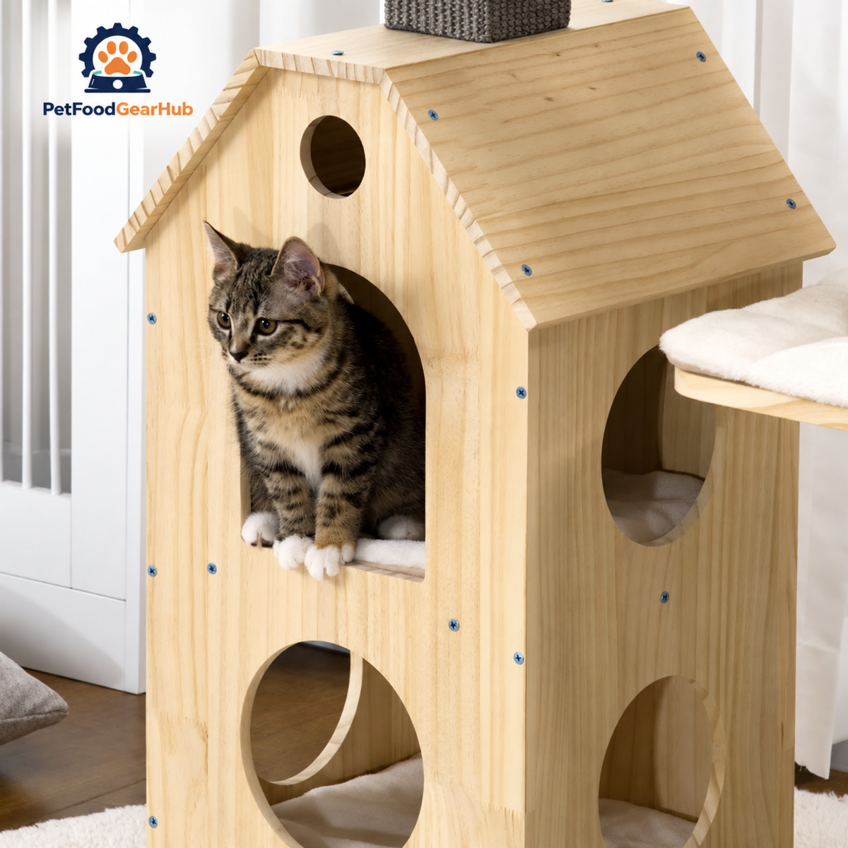 PetFoodGearHub 53.25-Inch Cat Tree with Condo and Exercise Wheel - product detail 6