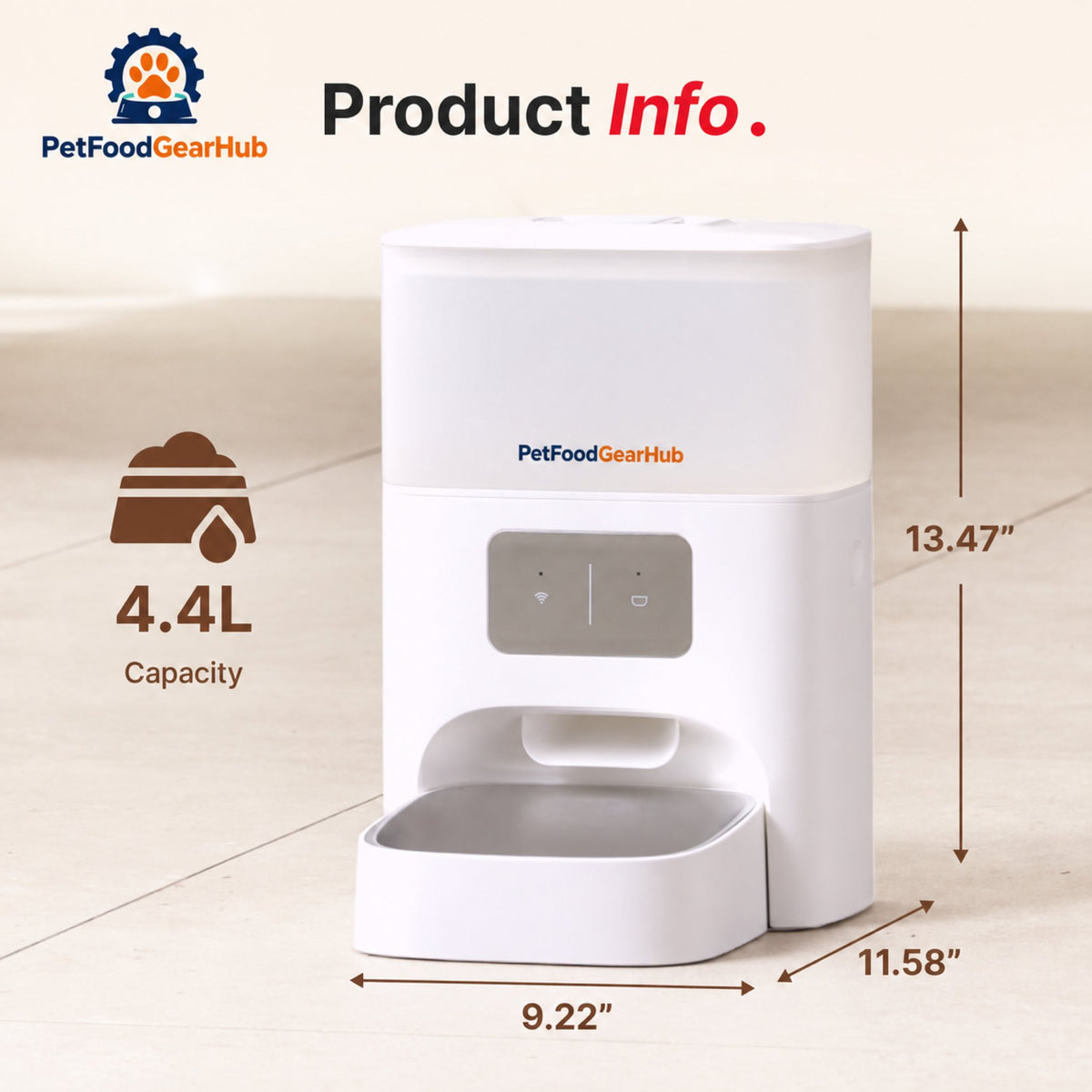 PetFoodGearHub M3 Smart Cat Feeder & Mini Cordless Fountain Bundle - Capacity and dimensions
