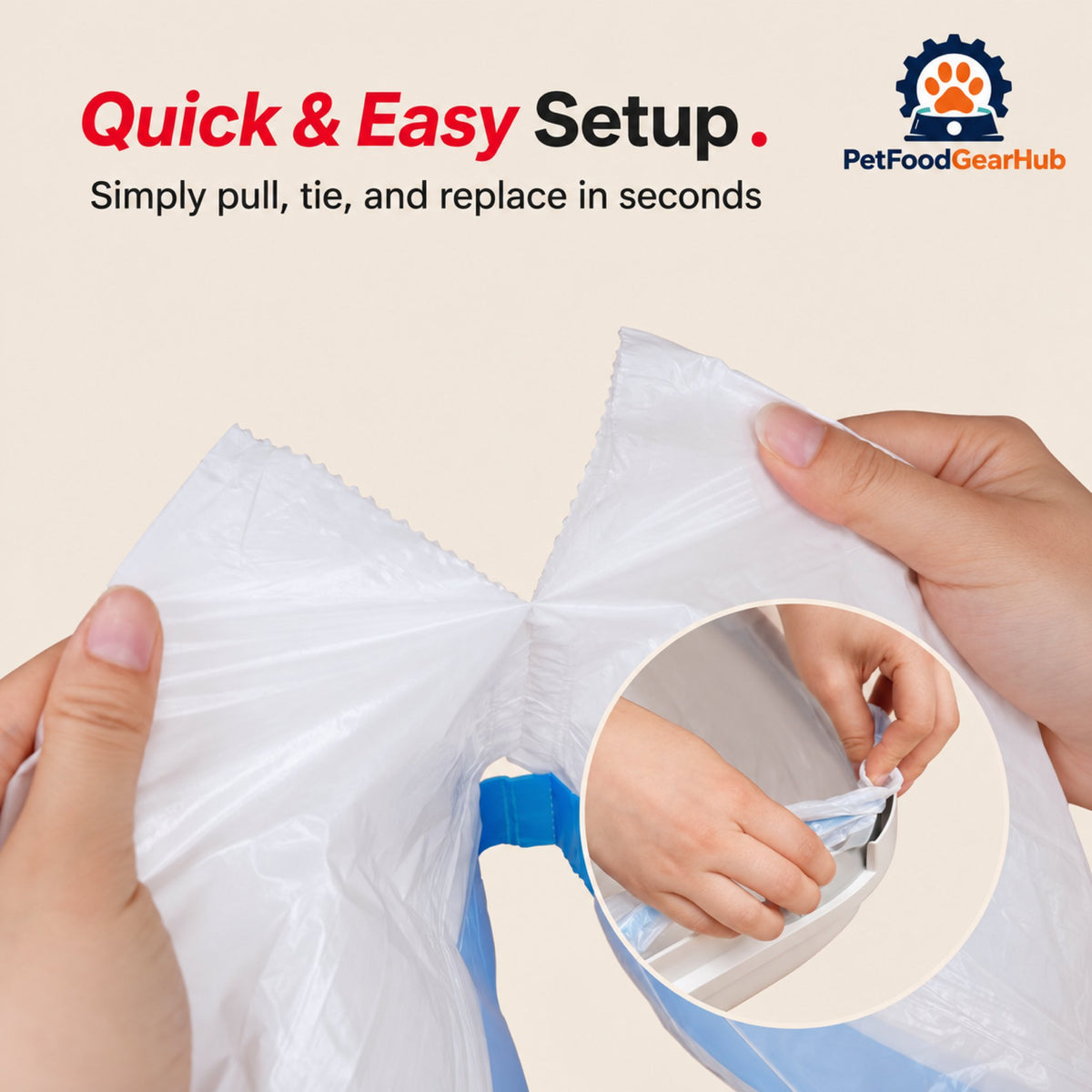 PetFoodGearHub C1 Litter Box Drawstring Waste Bags, 60 Count - Product detail view 5
