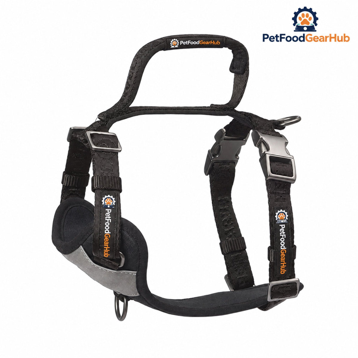 PetFoodGearHub Embroidered Jacquard Adjustable Dog Harness - Black harness