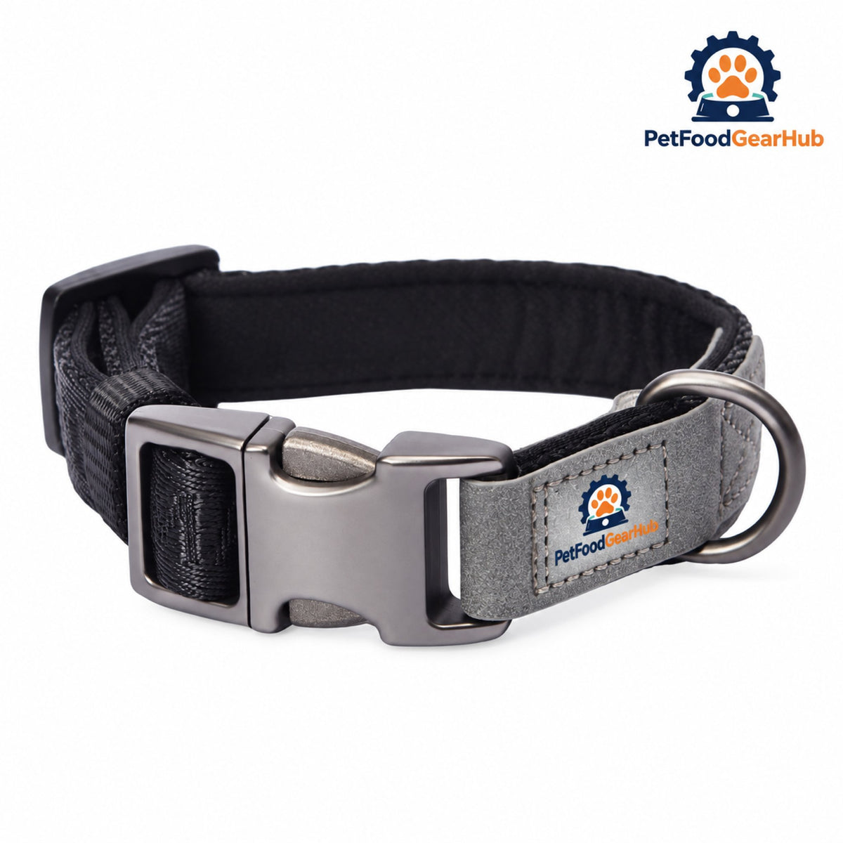 PetFoodGearHub Embroidered Jacquard Adjustable Dog Collar - Black collar