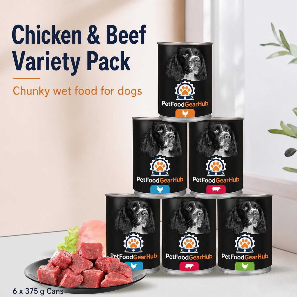 PetFoodGearHub chicken and beef wet dog food variety pack