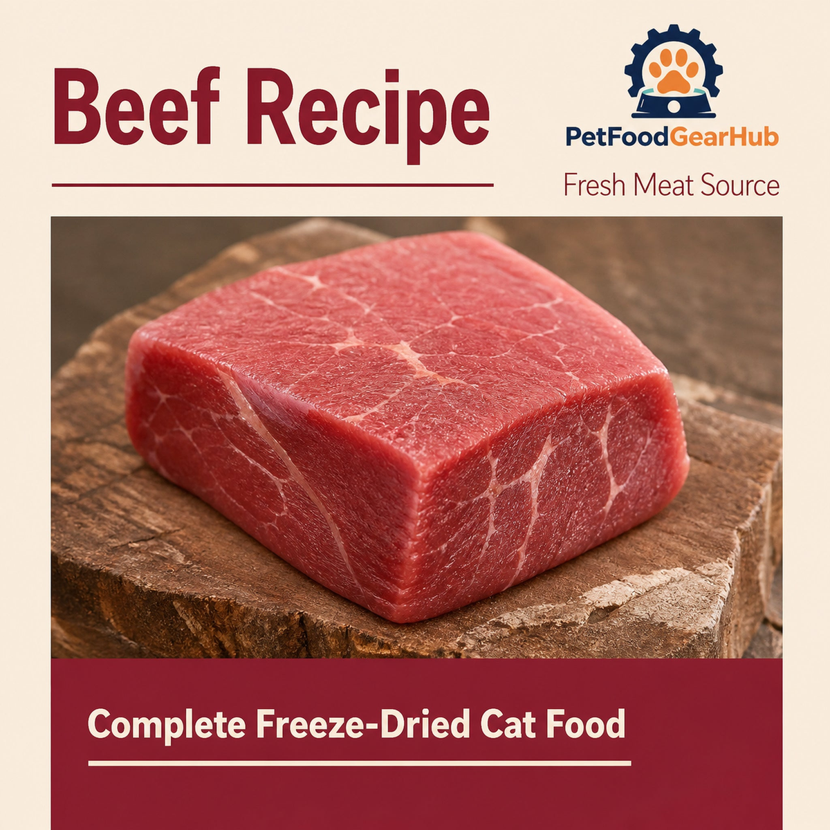 Beef recipe fresh meat source for complete freeze-dried cat food