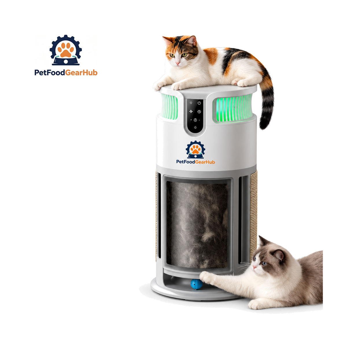 PetFoodGearHub 4-in-1 Pet Hair Air Purifier on a pure white background