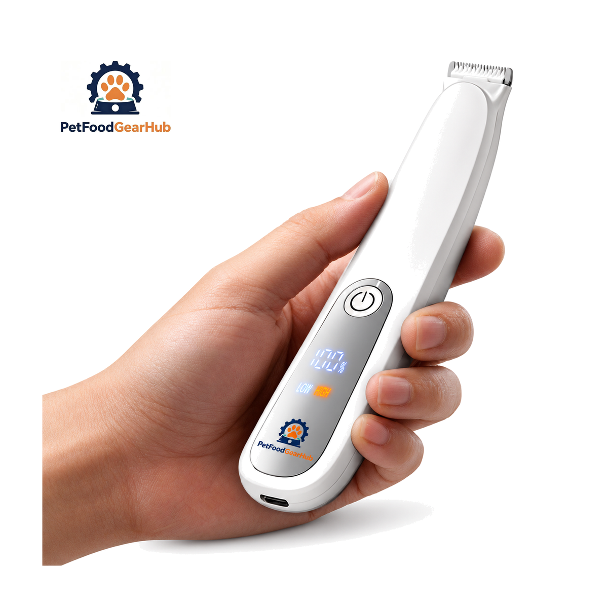 PetFoodGearHub Cordless Paw Trimmer with LED Light on a pure white background