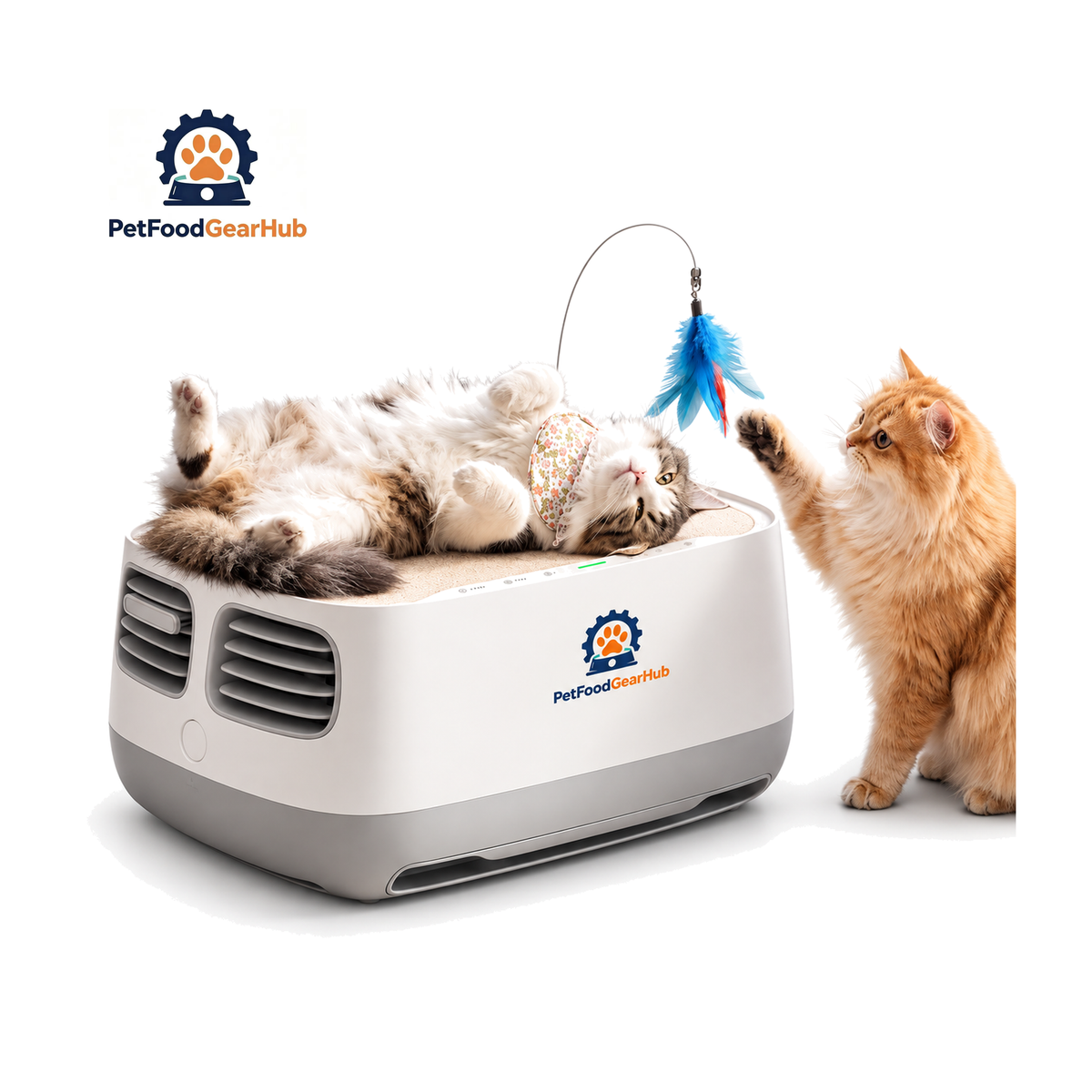 PetFoodGearHub 2-in-1 Cat Bed and Pet Hair Air Purifier on a pure white background