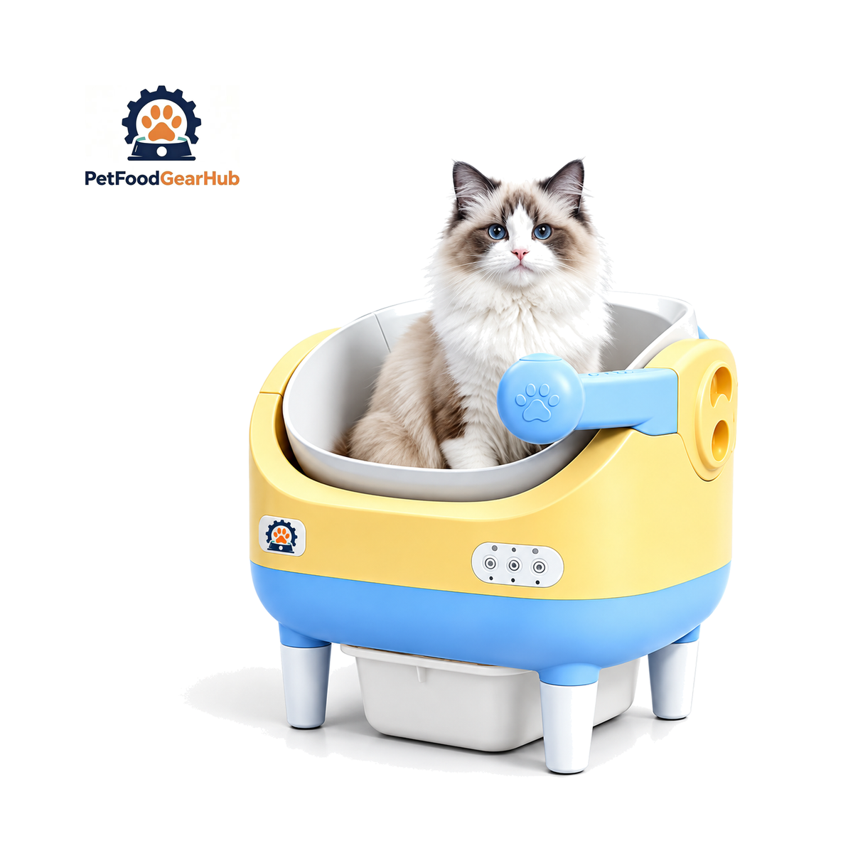 PetFoodGearHub PFGH YunJing Plus US Open Cat Litter Box on a pure white background