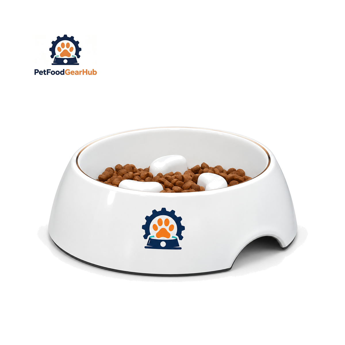 PetFoodGearHub Anti-Slip Slow Feeder Dog Bowl on a pure white background