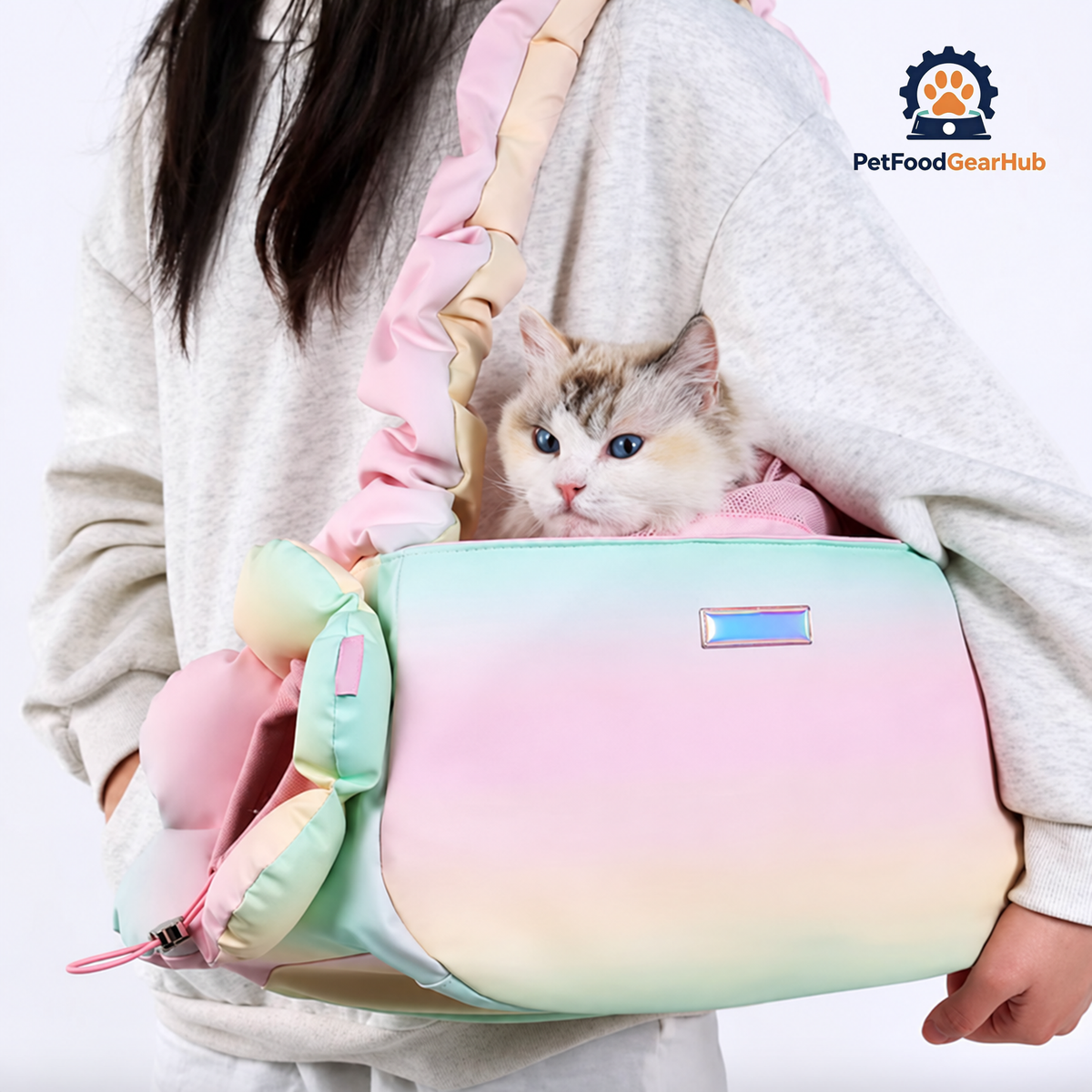 PetFoodGearHub Carrying Cat with Pink Gradient Cross Body Cat Carrier