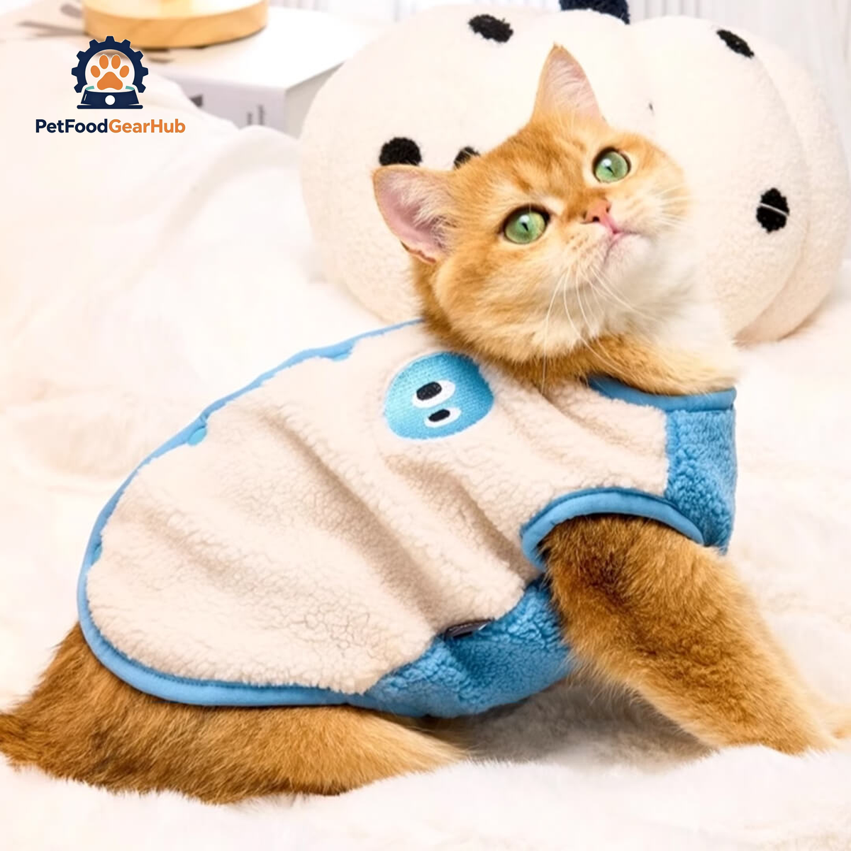 Cat in Cute Blue Vest | PetFoodGearHub