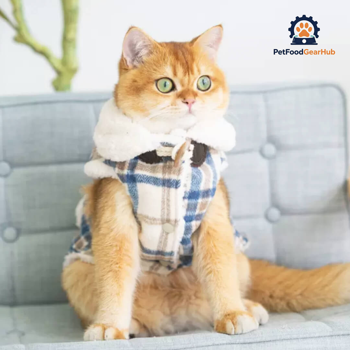 Cat in Fleece Check Jacket | PetFoodGearHub