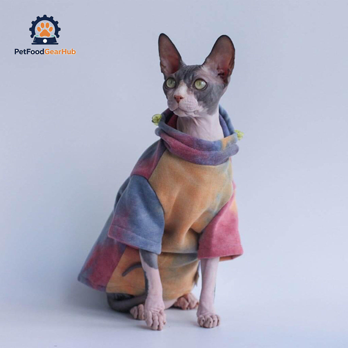 Hypurr Tie Dye Cat Hoodie II | Cat Clothes for Sphynx | PetFoodGearHub