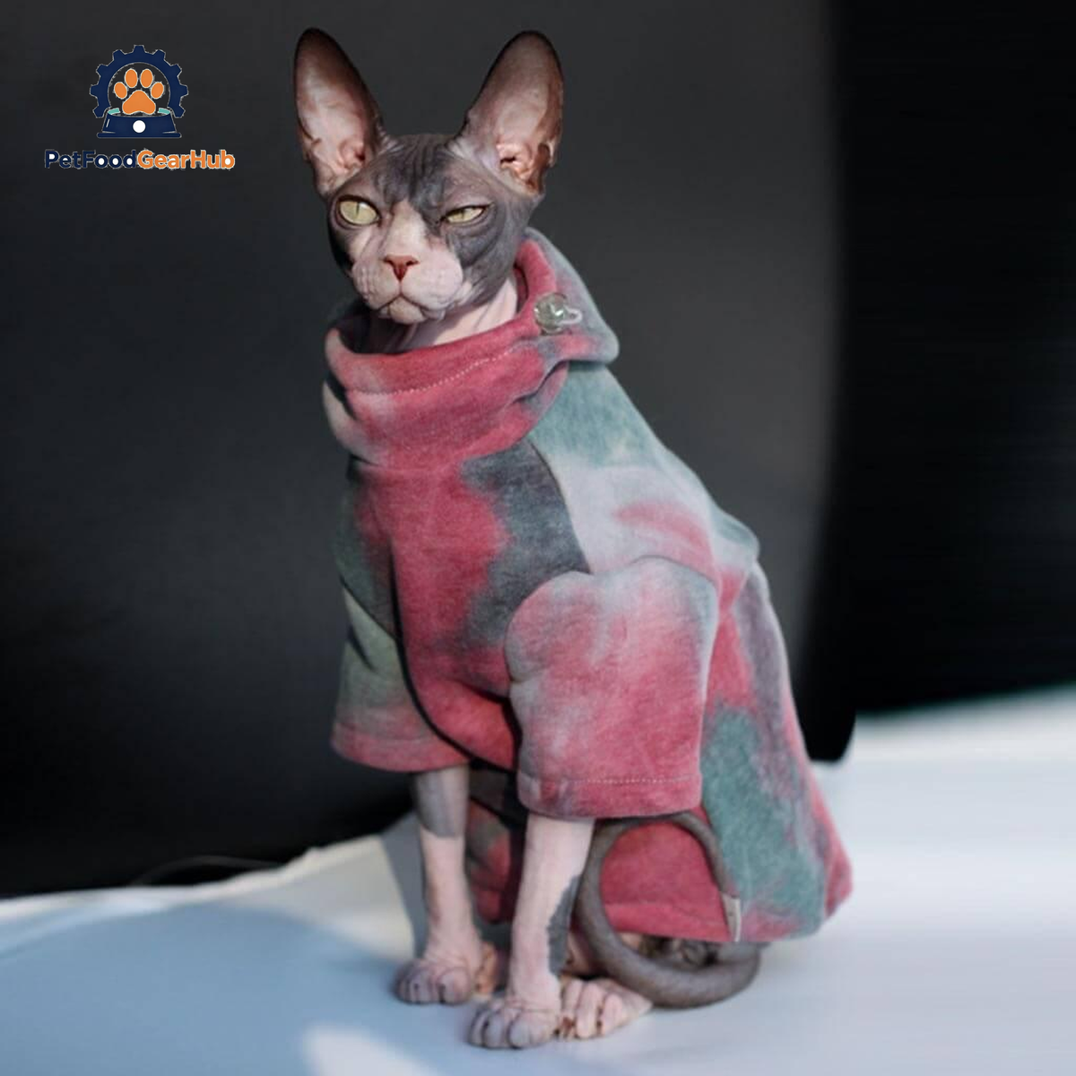 Hypurr Tie Dye Cat Hoodie I | Sphynx Cat with Clothes | PetFoodGearHub