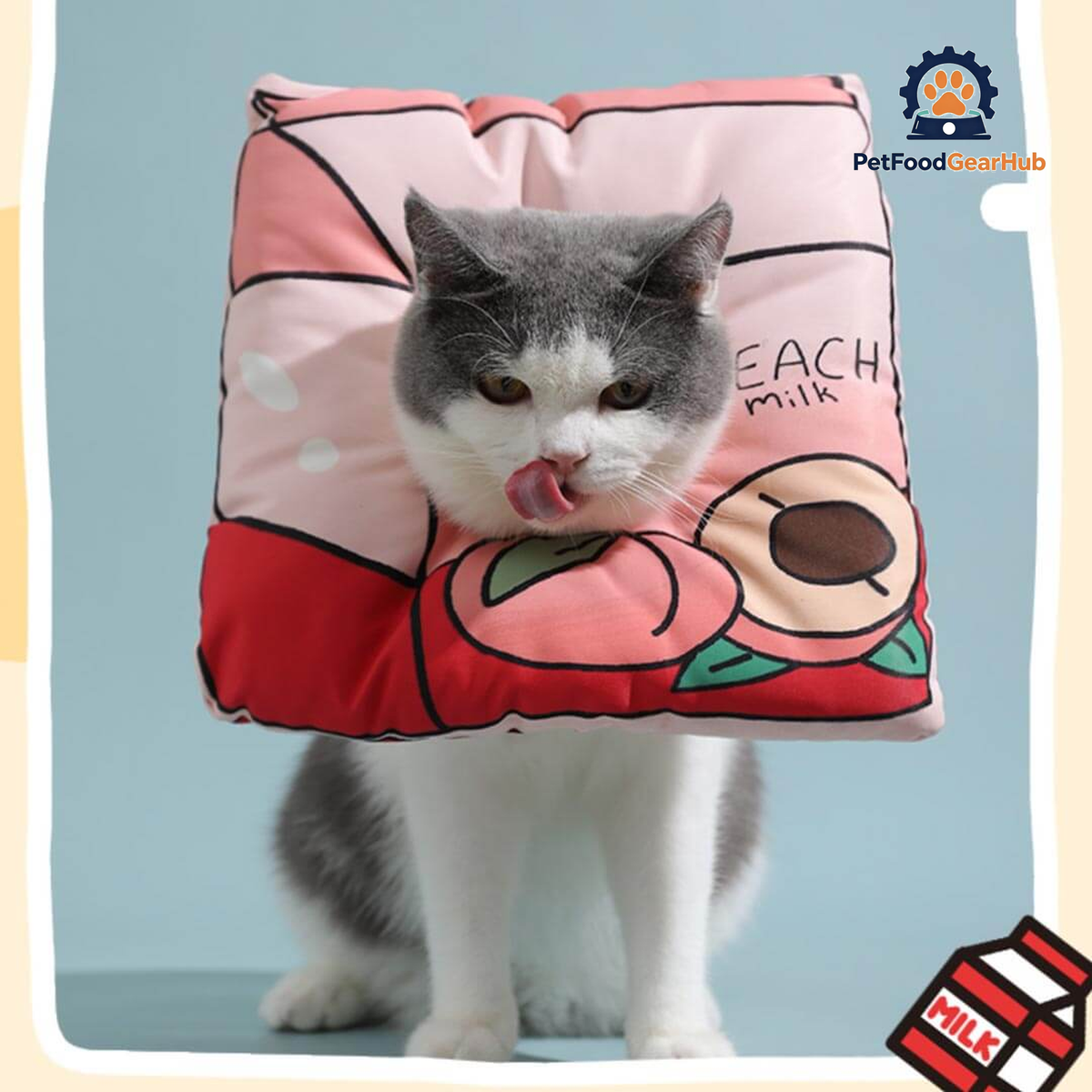 Peach Milk Elizabethan Collar for Cats | Cat with Cute E Collar | PetFoodGearHub