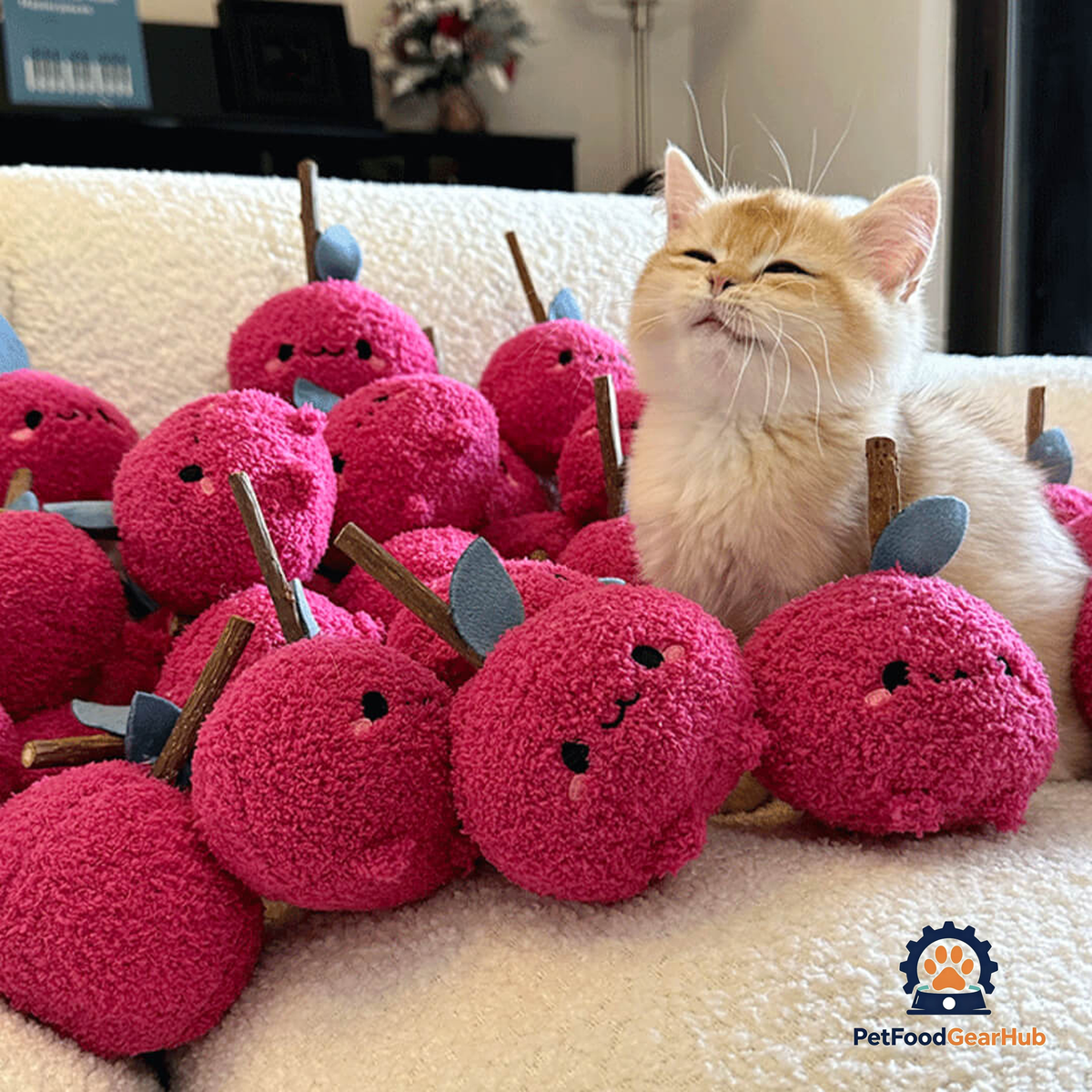 Cat with Cute Apple Silvervine Cat Chew Toys | PetFoodGearHub