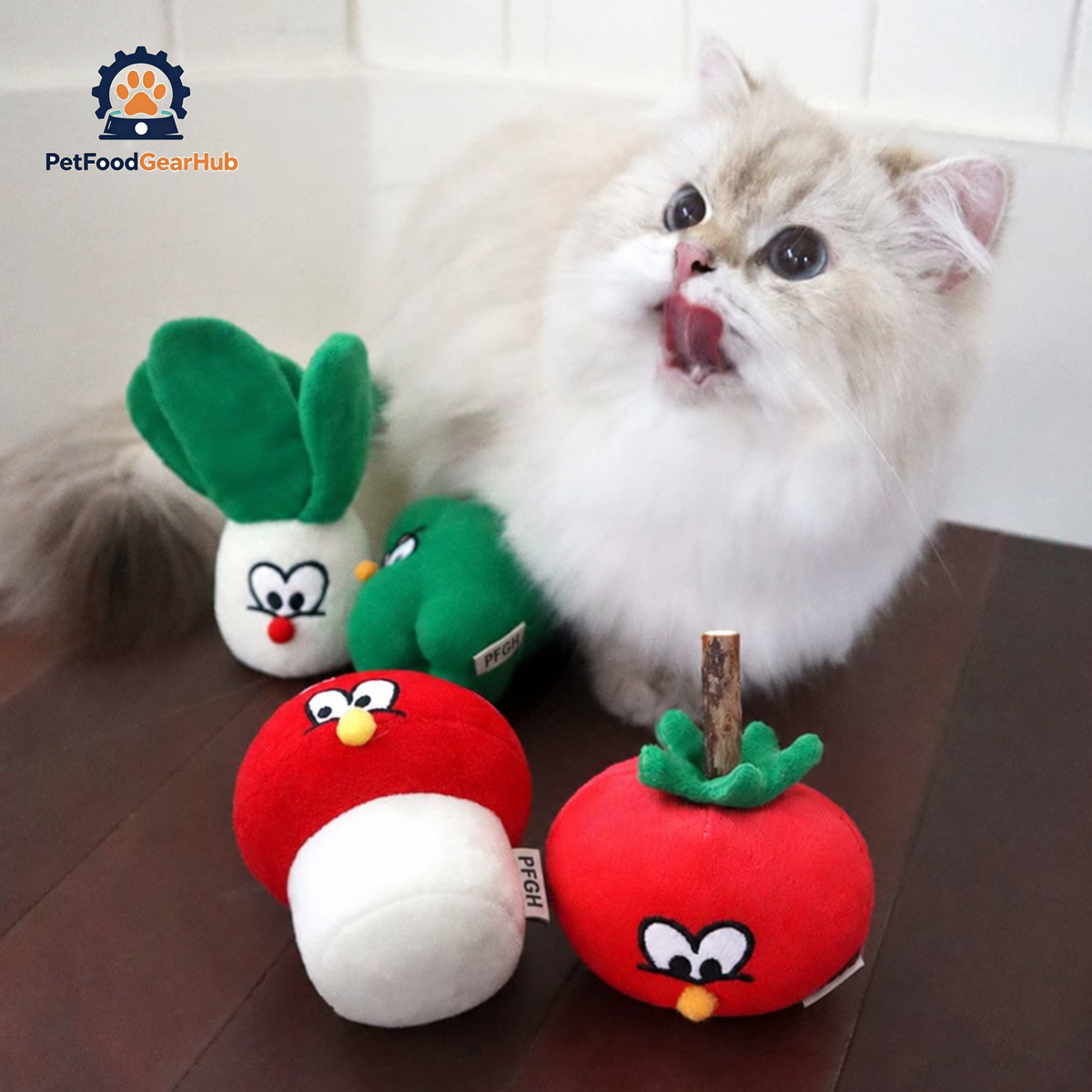 Cat Playing with Veggie Catnip Toys | PetFoodGearHub