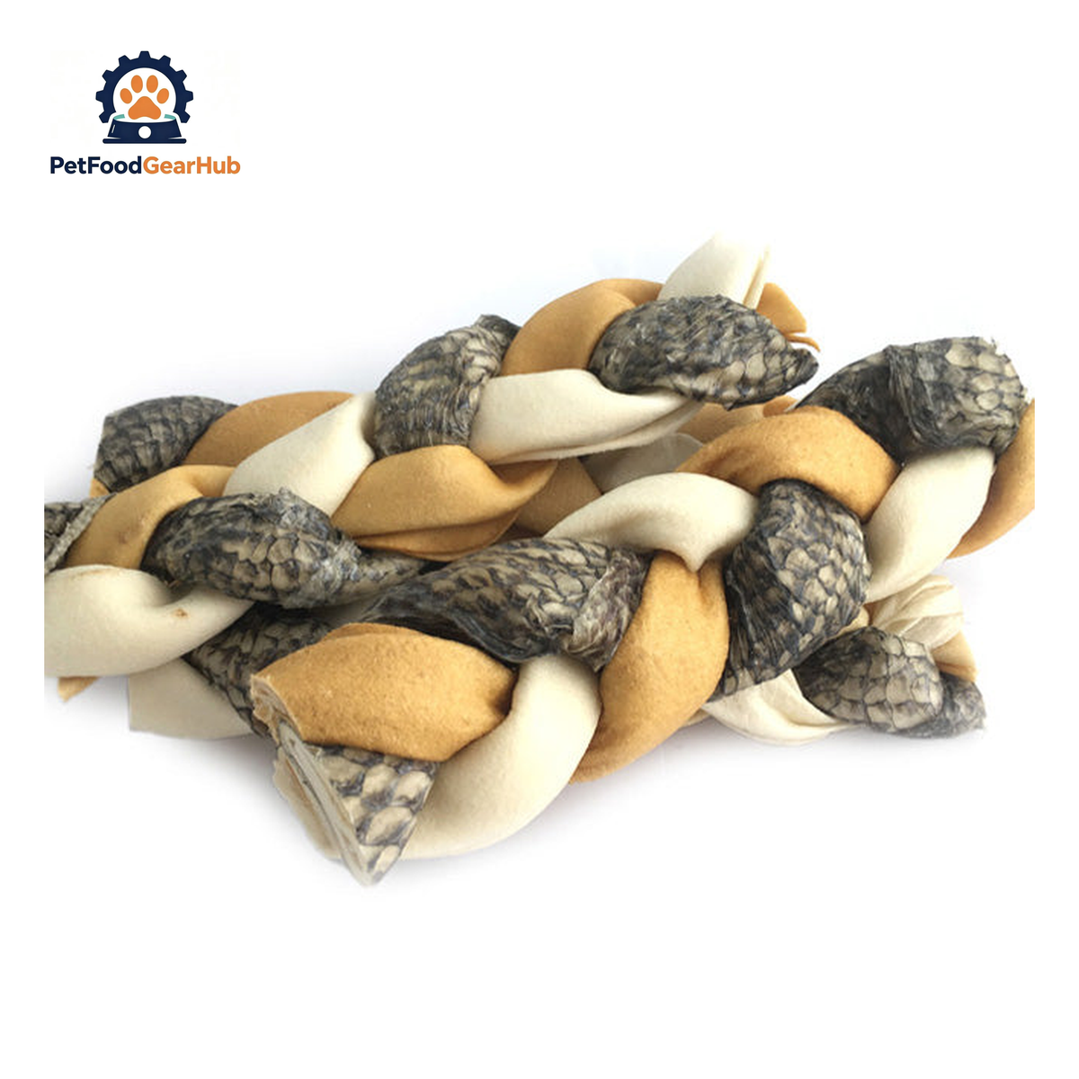 PFGH LS-08 US Rawhide and Tilapia Braid Dog Chews – Wholesale Dog Treats product image by PetFoodGearHub