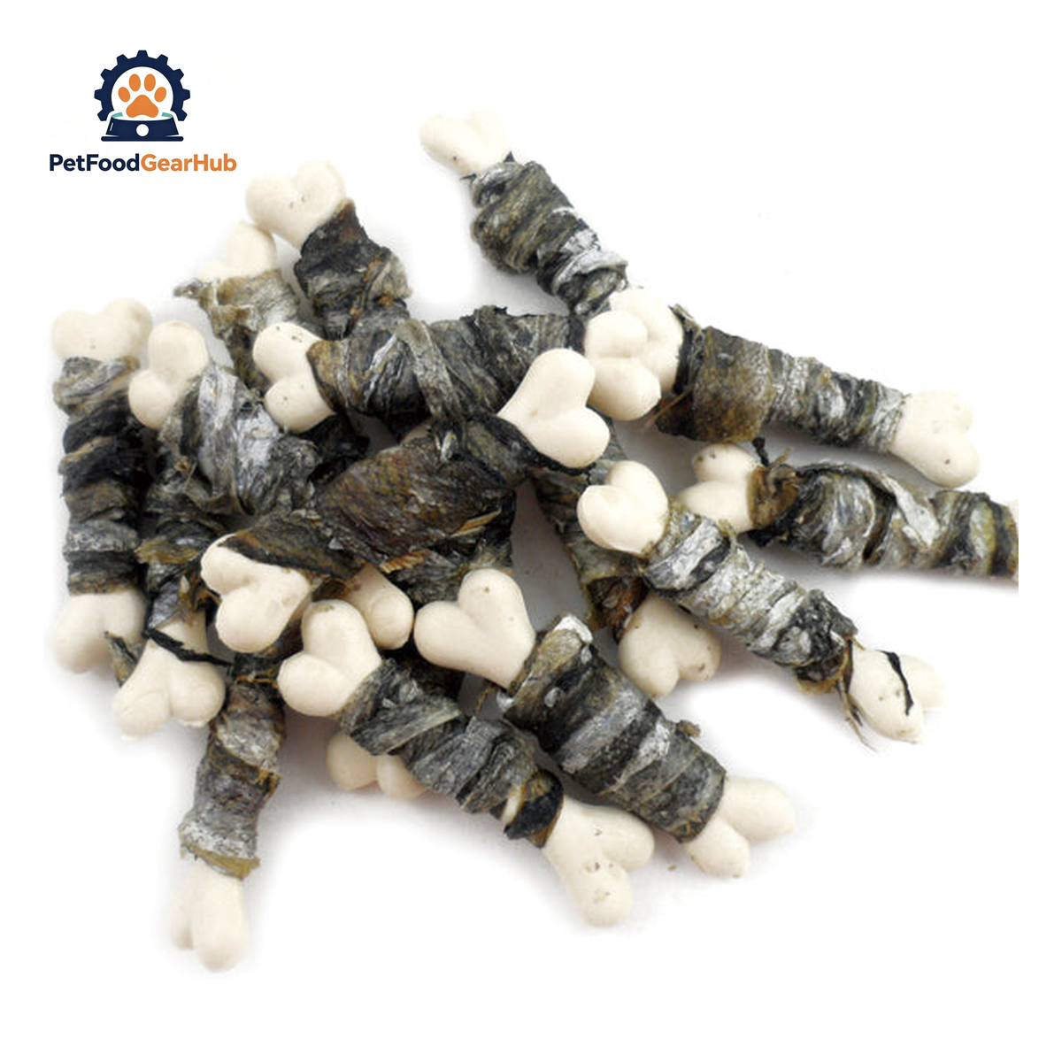 PFGH LSF-07 US White Calcium Bone Twined by Fish Skin Dog Treats – Wholesale Dog Treats product image by PetFoodGearHub
