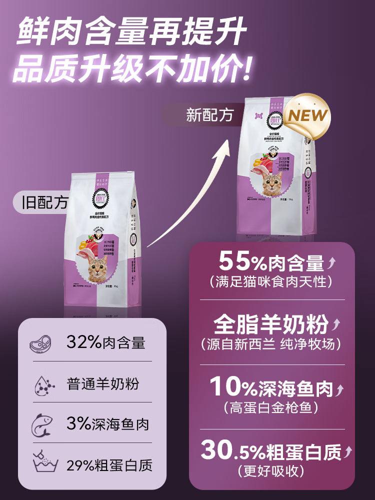 朗仕猫粮 金枪鱼鲜肉配方 成猫幼猫通用型 高蛋白全价猫粮10kg/20斤