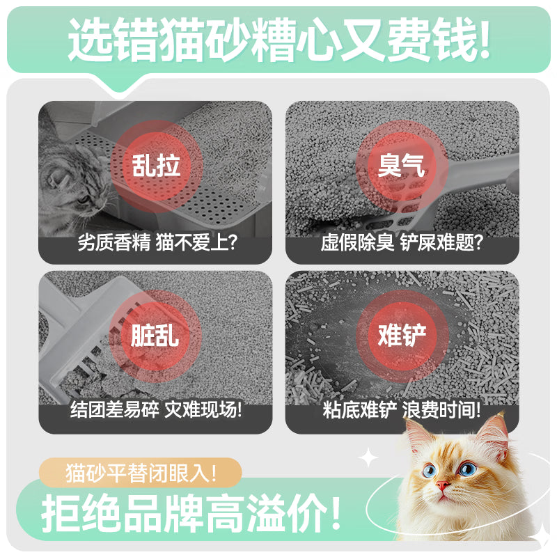 奥丁植物纯木薯猫砂海盐除臭 强吸水结团不易粘底日照松间1.25kg*4包