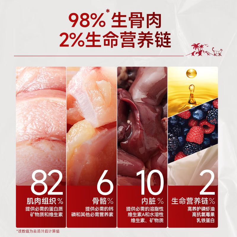 弗列加特98%高含肉量 FPMR生骨肉猫主食罐 幼猫湿粮猫罐头45g*8罐