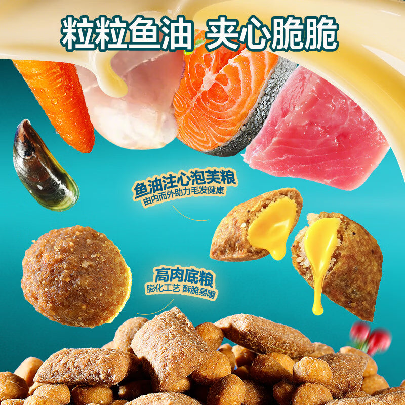 力狼（LILANG）鲜肉猫粮深海三文鱼磷虾成猫幼猫通用型美毛护胃全价猫粮2kg*4