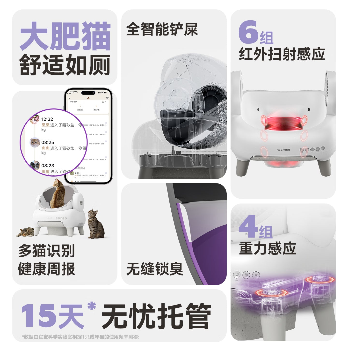宜宝开放式全自动猫砂盆 大号容量智能猫厕所电动铲屎升级款M1+白