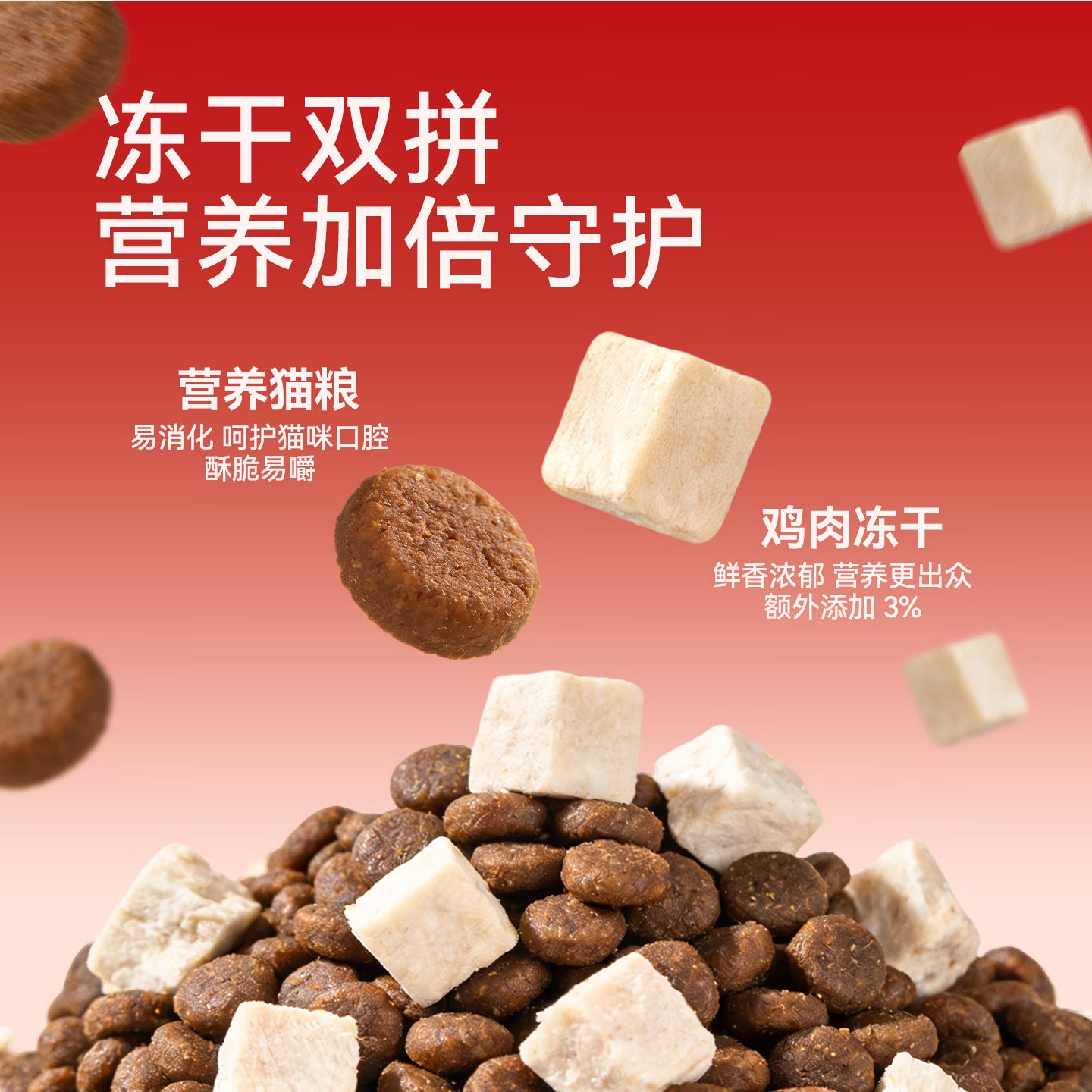 路斯冻干猫粮全价猫粮成猫幼猫全阶段鸡胸肉冻干双拼猫粮 2kg/袋