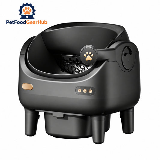 PetFoodGearHub V9 Pro Open-Top Self-Cleaning Litter Box with Camera - Black - main product view