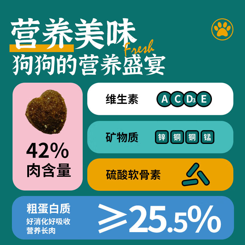 【迪尤克】狗粮成犬幼犬通用粮大中小型犬粮拉布拉多泰迪博美犬粮 鲜鸡肉鸭肉蛋黄配方【双重呵护 鲜肉犬粮+酶解工艺】 5斤【新客尝鲜】