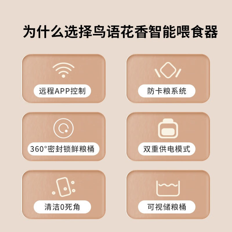 鳥語花香mini宠物智能自动喂食器鸟语花香猫咪自动投食器定时定量远程控制 mini白色喂食器