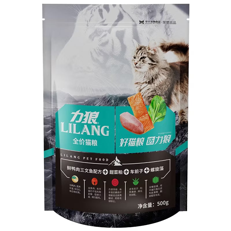 力狼猫粮 成猫幼猫 全阶段猫粮 鱼肉味猫粮500g