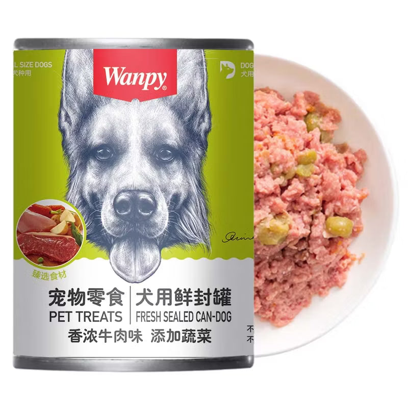顽皮（Wanpy）狗狗罐头零食罐牛肉蔬菜+鸡肉蔬菜混合口味375g*24