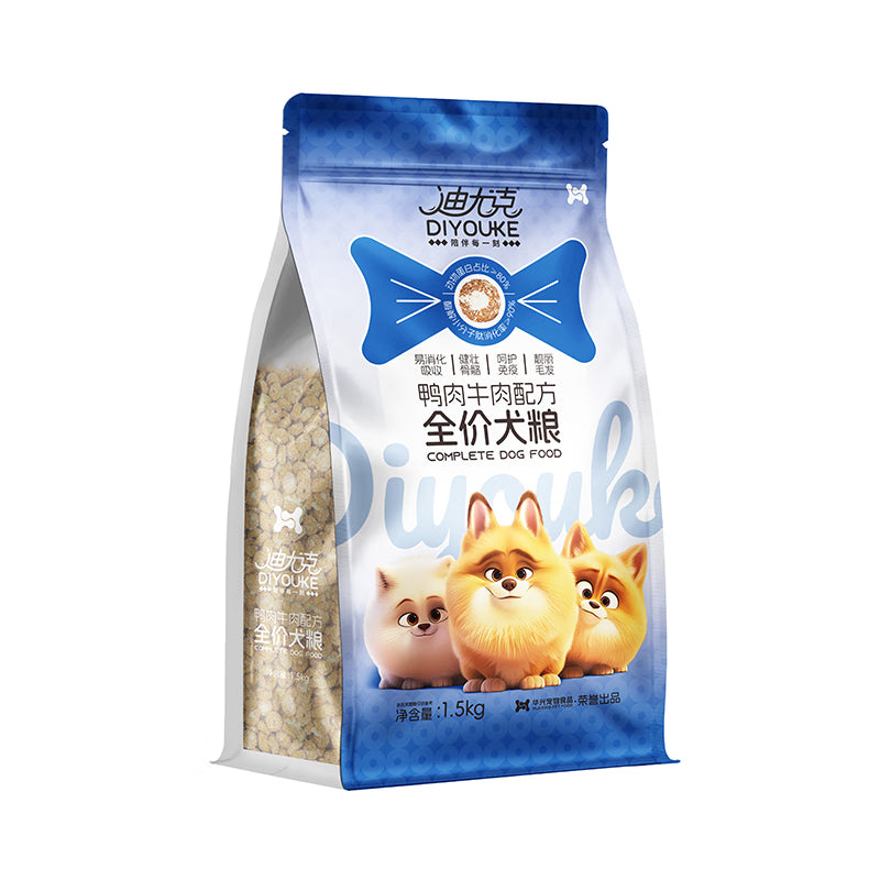 迪尤克（DIYOUKE）迪尤克狗粮鲜肉鸭肉梨冻干狗粮鸭肉牛肉肉松狗粮幼犬成犬通用型 1.5KG鸭肉牛肉（加肉松）狗粮